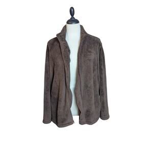 Vintage Shenanigans XL Women's Brown Teddy Bear Zip Up Jacket with Pockets